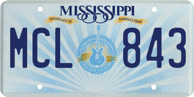 MS license plate MCL843
