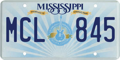 MS license plate MCL845