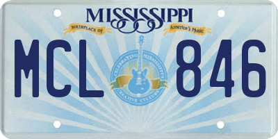 MS license plate MCL846
