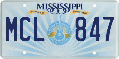 MS license plate MCL847