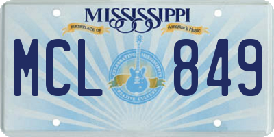 MS license plate MCL849