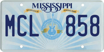 MS license plate MCL858