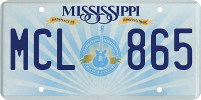 MS license plate MCL865