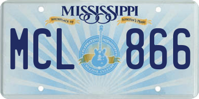 MS license plate MCL866