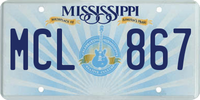 MS license plate MCL867