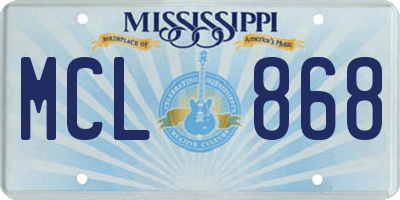 MS license plate MCL868