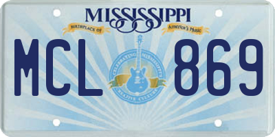 MS license plate MCL869