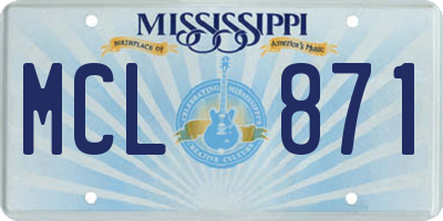 MS license plate MCL871