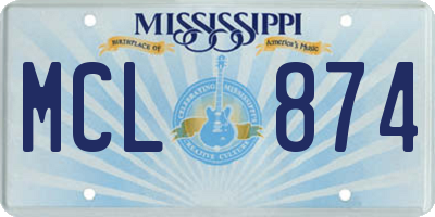 MS license plate MCL874