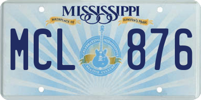 MS license plate MCL876