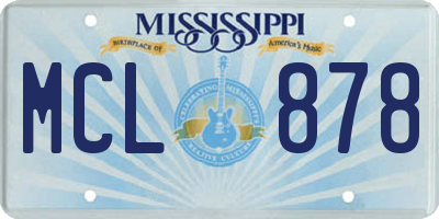 MS license plate MCL878