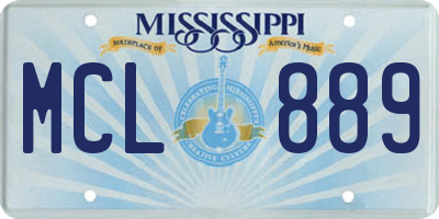 MS license plate MCL889
