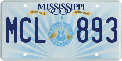 MS license plate MCL893