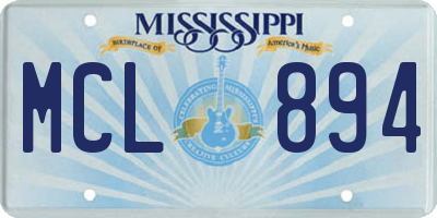 MS license plate MCL894