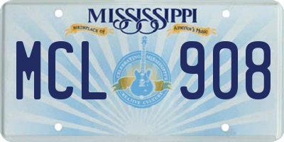 MS license plate MCL908