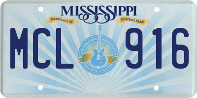 MS license plate MCL916