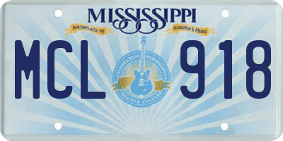 MS license plate MCL918