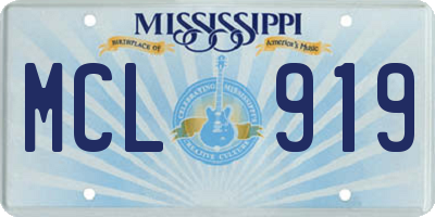 MS license plate MCL919