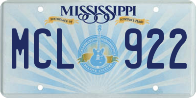 MS license plate MCL922