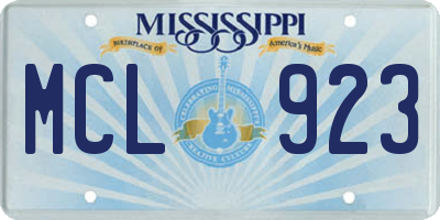 MS license plate MCL923