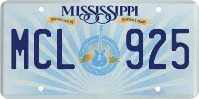MS license plate MCL925