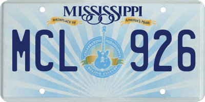 MS license plate MCL926