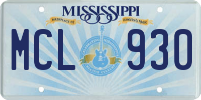 MS license plate MCL930