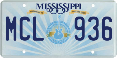 MS license plate MCL936