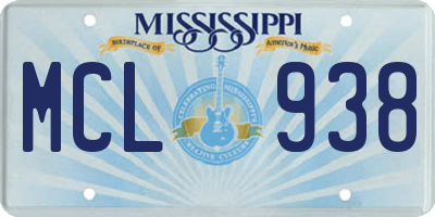 MS license plate MCL938