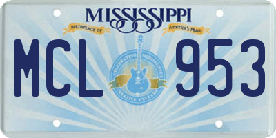 MS license plate MCL953