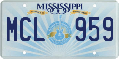 MS license plate MCL959