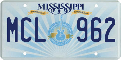 MS license plate MCL962
