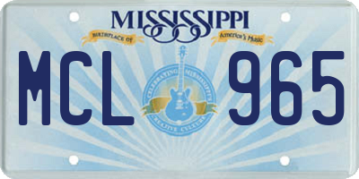 MS license plate MCL965