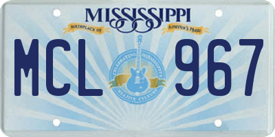 MS license plate MCL967