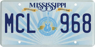 MS license plate MCL968