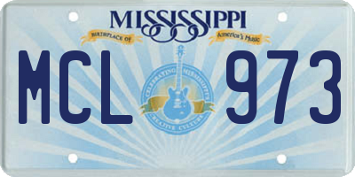 MS license plate MCL973
