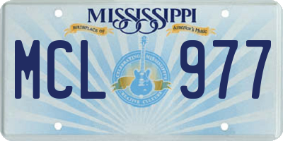 MS license plate MCL977