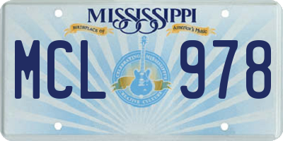 MS license plate MCL978