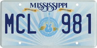 MS license plate MCL981