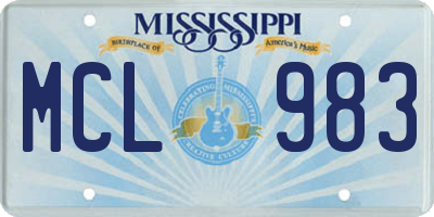 MS license plate MCL983