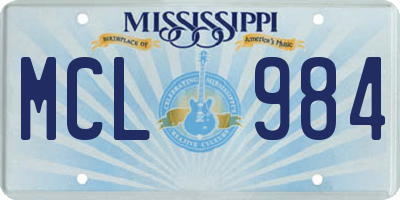 MS license plate MCL984