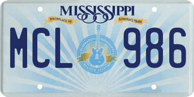 MS license plate MCL986