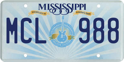 MS license plate MCL988