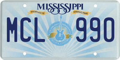 MS license plate MCL990
