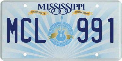 MS license plate MCL991