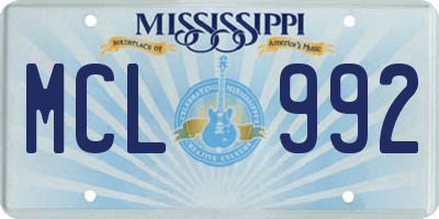 MS license plate MCL992