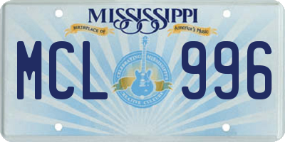 MS license plate MCL996