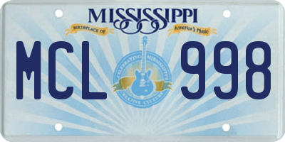 MS license plate MCL998