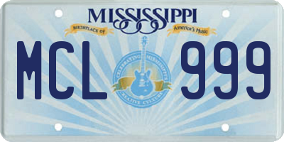 MS license plate MCL999
