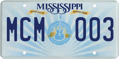 MS license plate MCM003